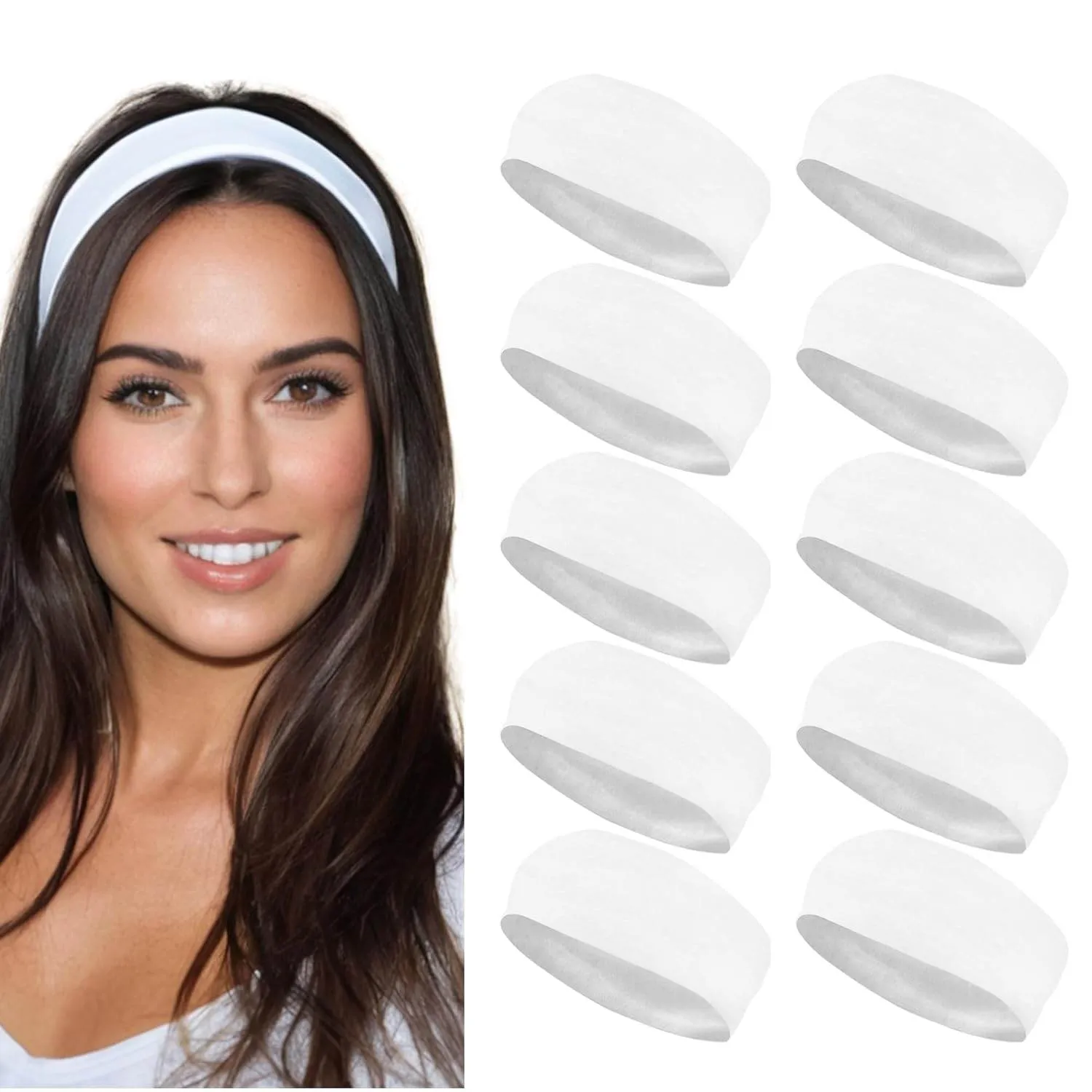Styla Hair Headbands for Women Stretch Fashion Headbands 10 Pack Non-Slip Head Wraps Great for Spa, Sports, Yoga, Pilates, Running, Gym Headband, Workouts (Variety)