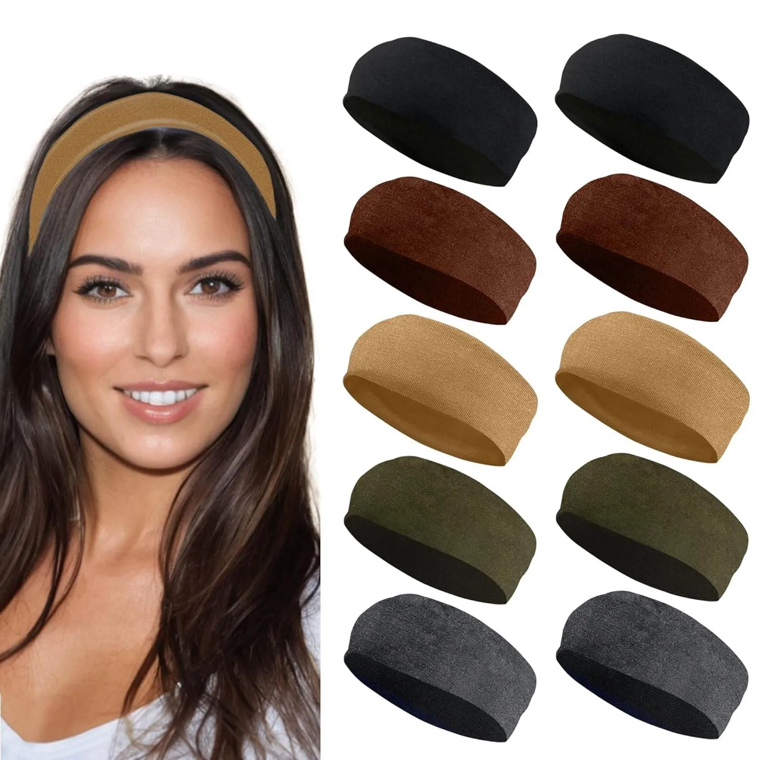 Styla Hair Headbands for Women Stretch Fashion Headbands 10 Pack Non-Slip Head Wraps Great for Spa, Sports, Yoga, Pilates, Running, Gym Headband, Workouts (Variety)