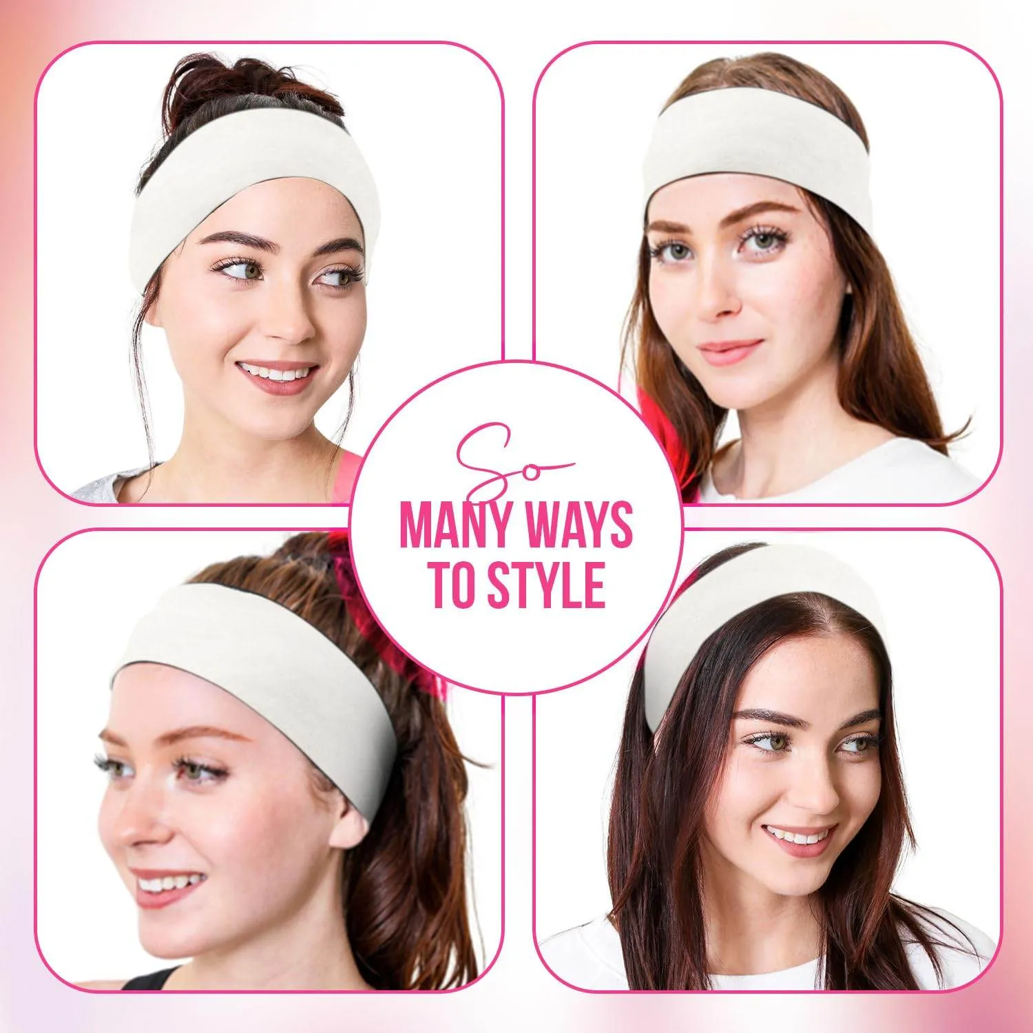 Styla Hair Headbands for Women Stretch Fashion Headbands 10 Pack Non-Slip Head Wraps Great for Spa, Sports, Yoga, Pilates, Running, Gym Headband, Workouts (Variety)