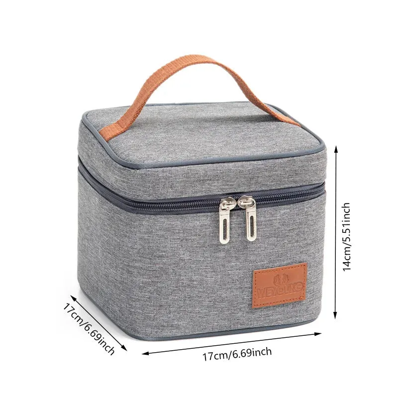 Stylish Gray Oxford Cloth Insulated Lunch Bag - Portable Cooler Tote for Work, School, and Picnics