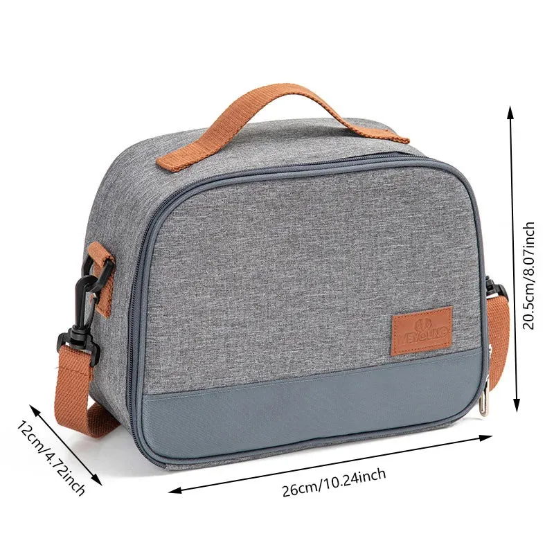 Stylish Gray Oxford Cloth Insulated Lunch Bag - Portable Cooler Tote for Work, School, and Picnics