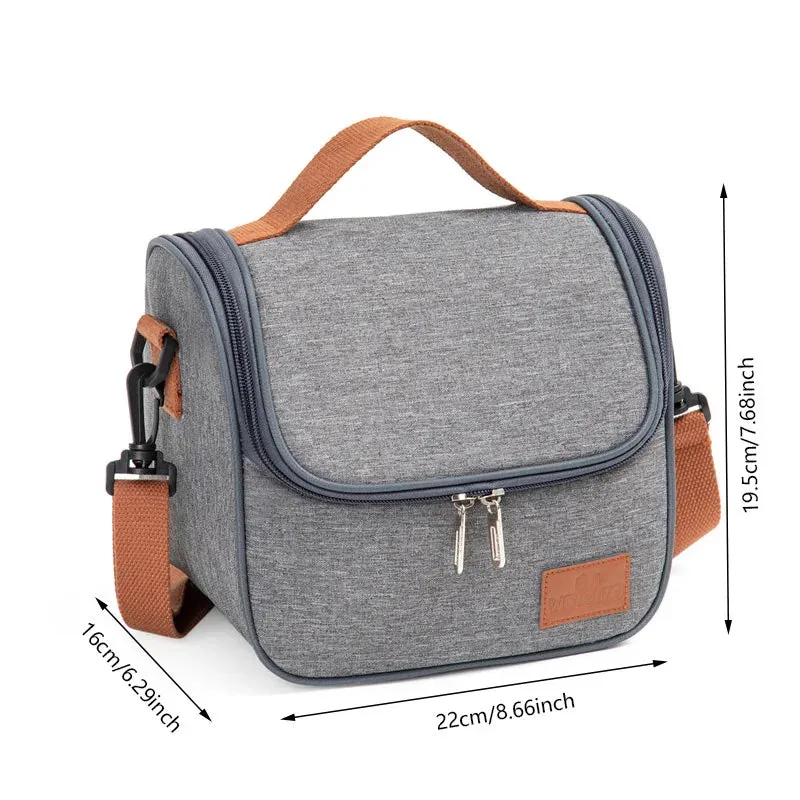 Stylish Gray Oxford Cloth Insulated Lunch Bag - Portable Cooler Tote for Work, School, and Picnics