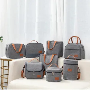 Stylish Gray Oxford Cloth Insulated Lunch Bag - Portable Cooler Tote for Work, School, and Picnics
