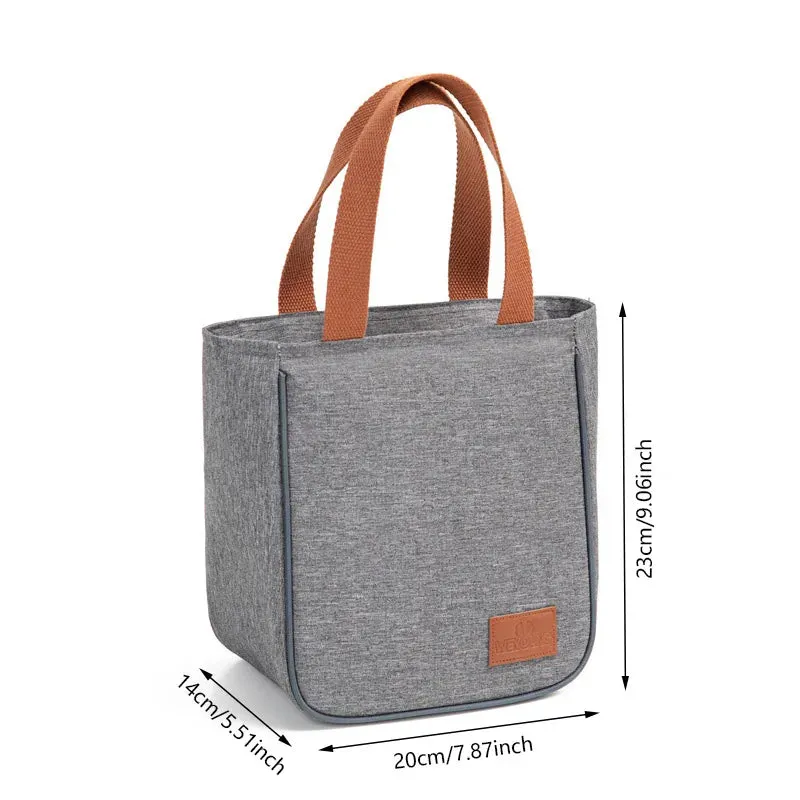 Stylish Gray Oxford Cloth Insulated Lunch Bag - Portable Cooler Tote for Work, School, and Picnics