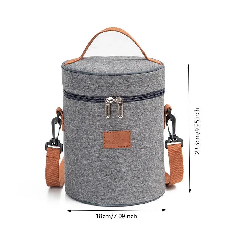 Stylish Gray Oxford Cloth Insulated Lunch Bag - Portable Cooler Tote for Work, School, and Picnics