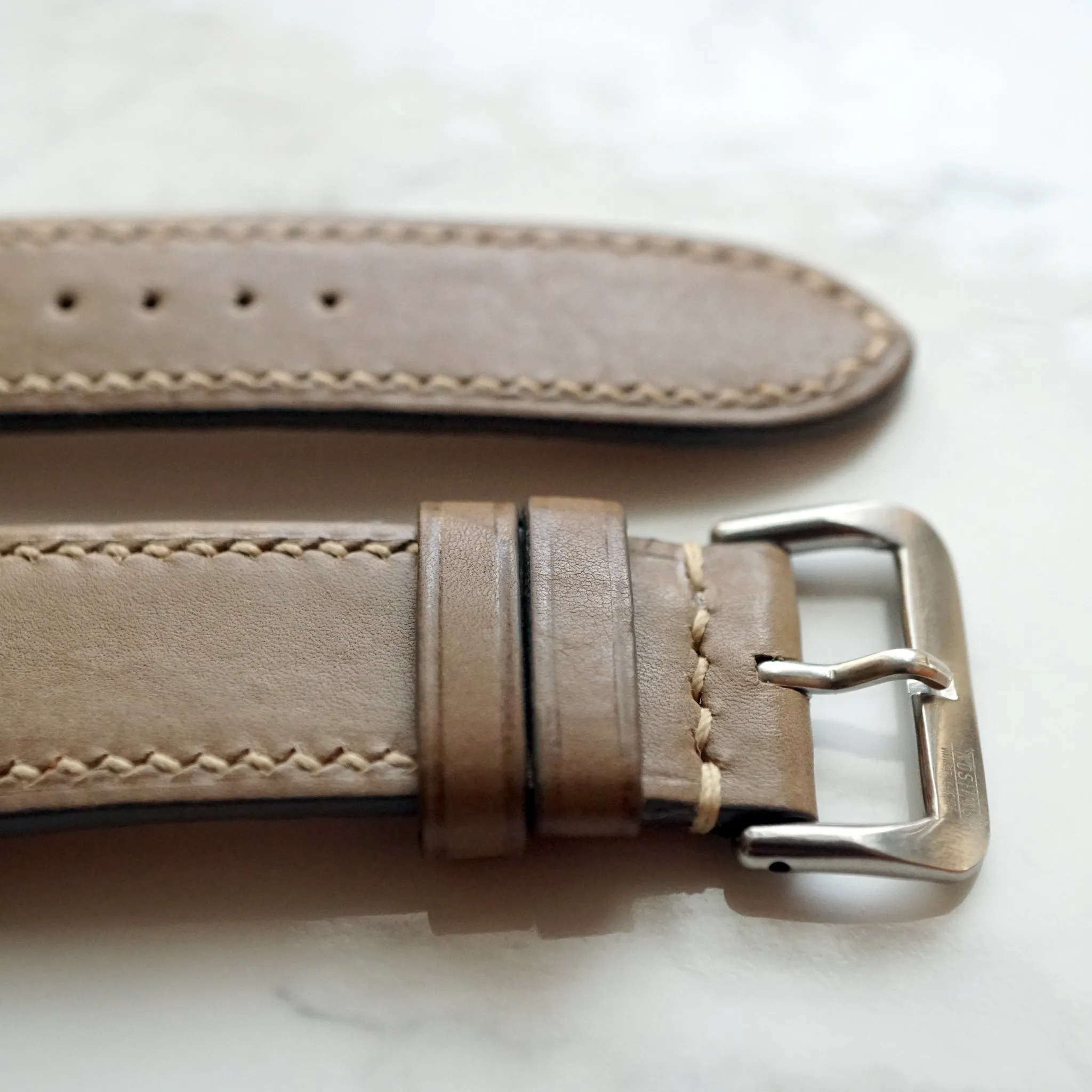 TAUPE GRAY BABY SMOOTH CALF CUSTOM MADE STRAP