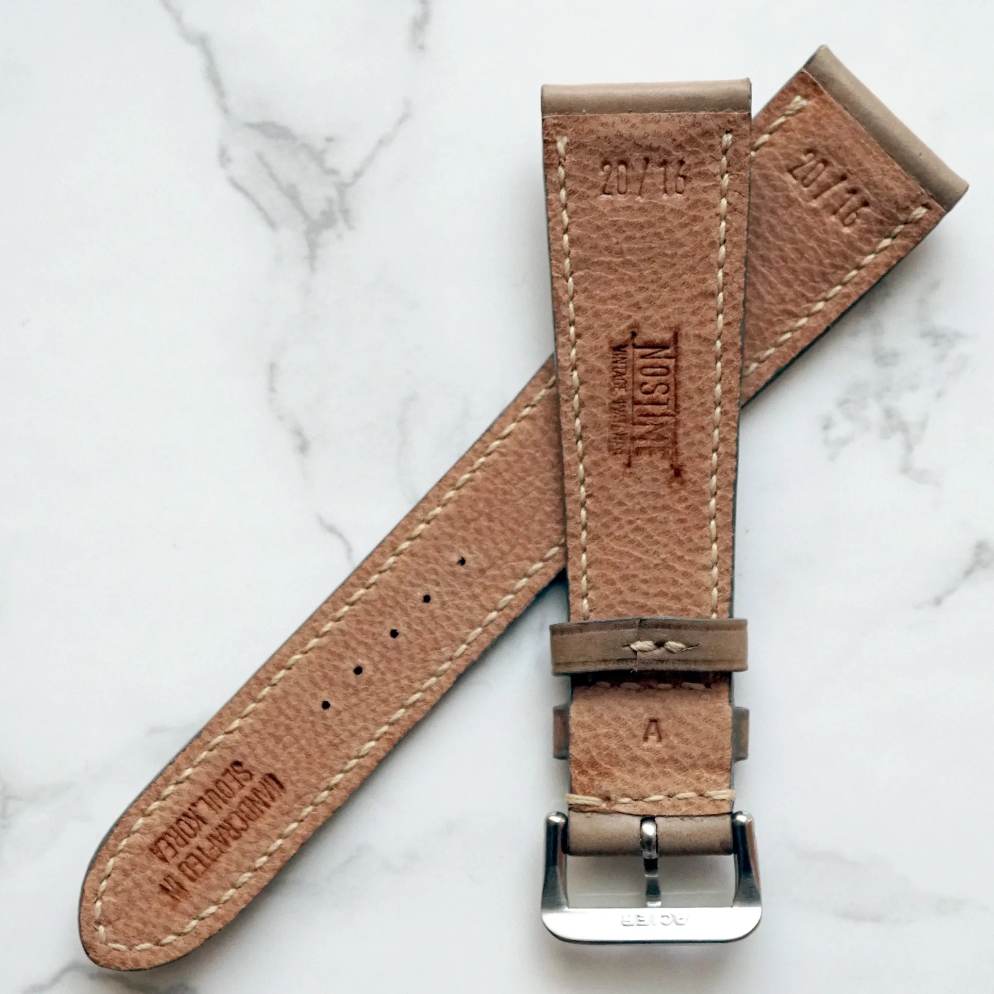 TAUPE GRAY BABY SMOOTH CALF CUSTOM MADE STRAP