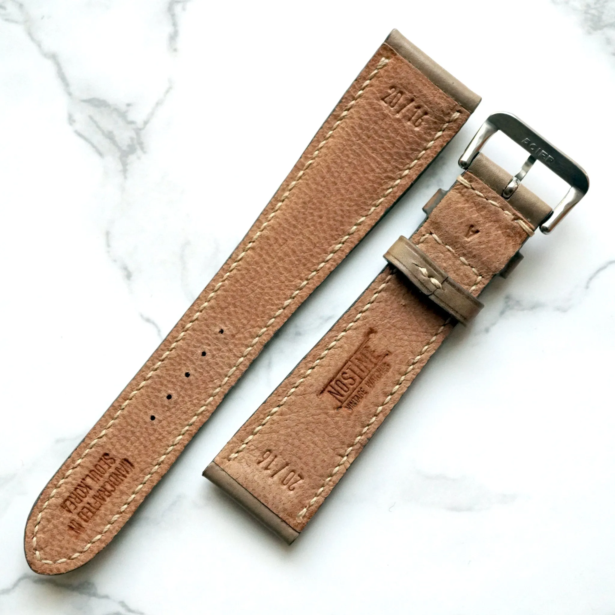 TAUPE GRAY BABY SMOOTH CALF CUSTOM MADE STRAP