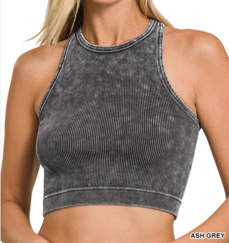 Taylor Racerback - Washed Ribbed Cropped Tank Top