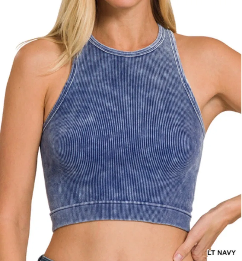 Taylor Racerback - Washed Ribbed Cropped Tank Top