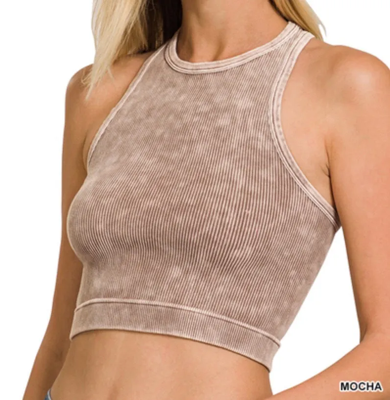 Taylor Racerback - Washed Ribbed Cropped Tank Top
