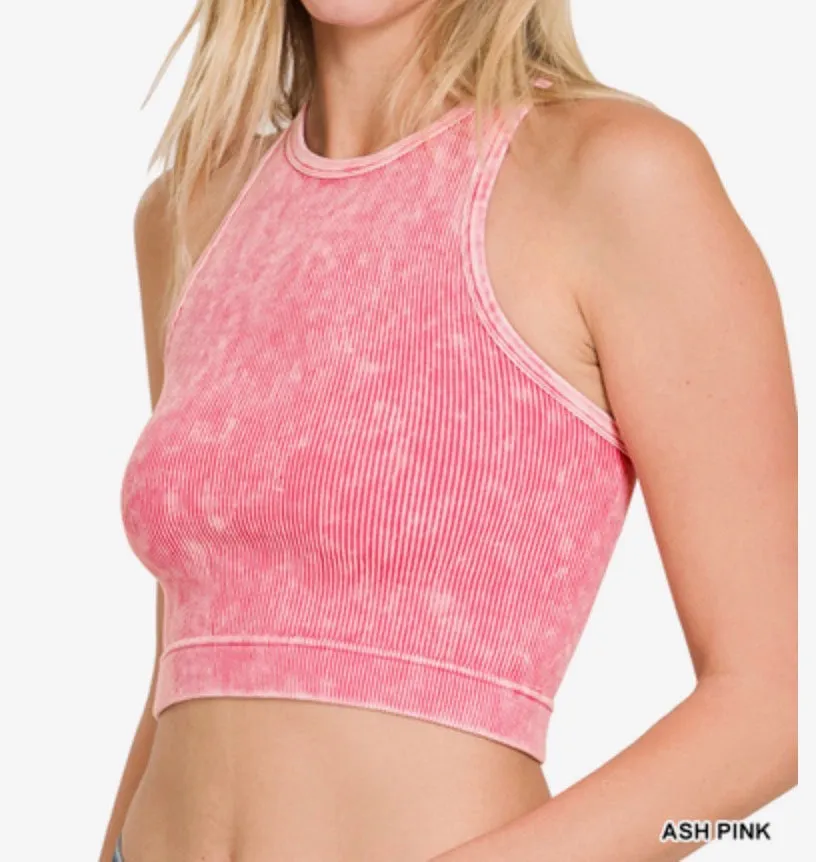 Taylor Racerback - Washed Ribbed Cropped Tank Top