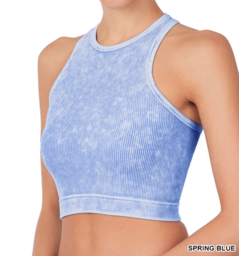 Taylor Racerback - Washed Ribbed Cropped Tank Top