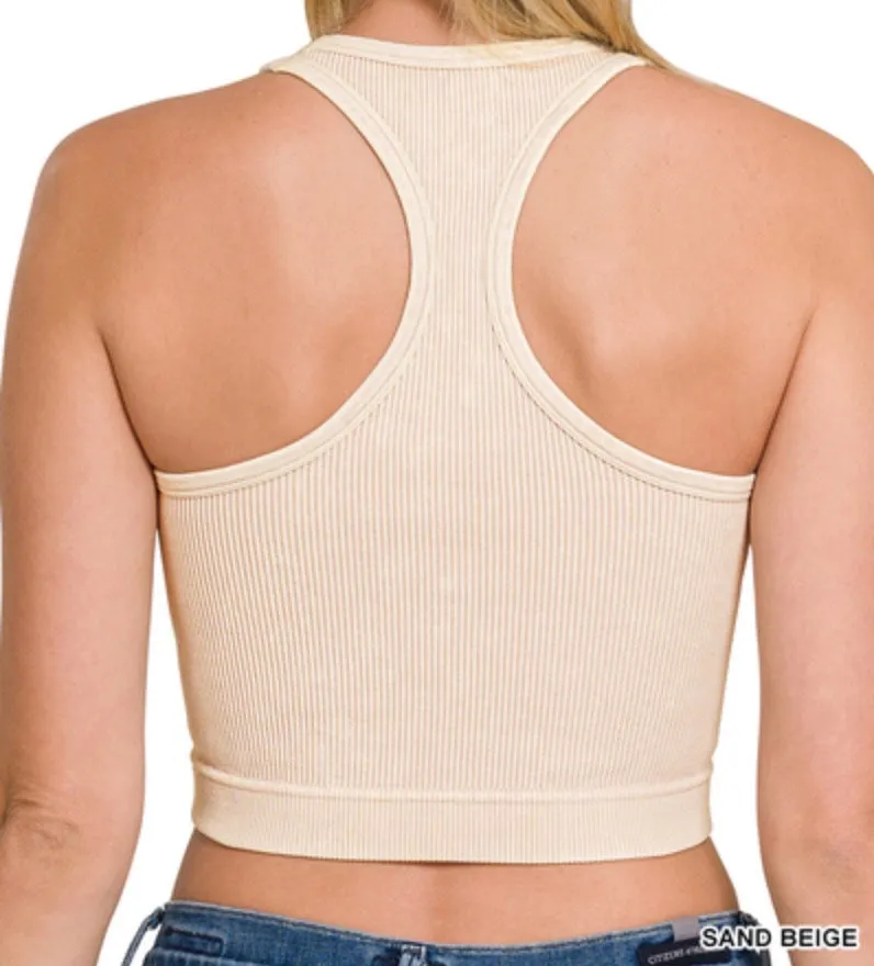 Taylor Racerback - Washed Ribbed Cropped Tank Top