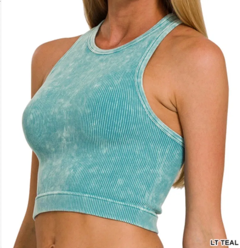 Taylor Racerback - Washed Ribbed Cropped Tank Top