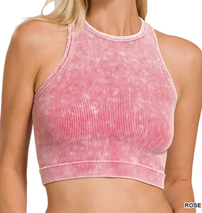 Taylor Racerback - Washed Ribbed Cropped Tank Top