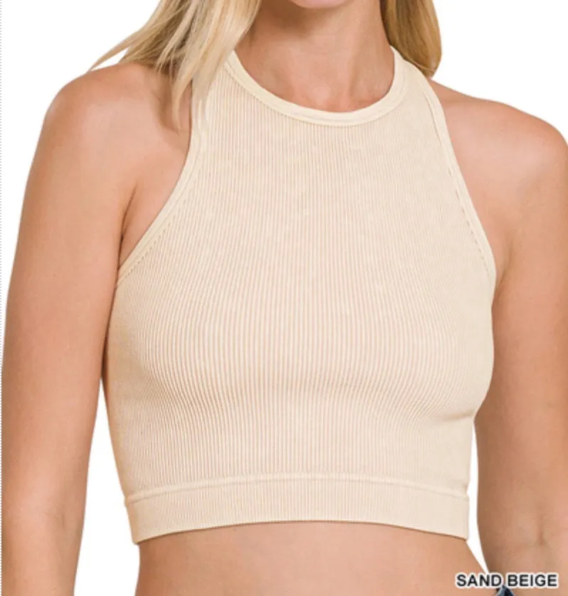 Taylor Racerback - Washed Ribbed Cropped Tank Top