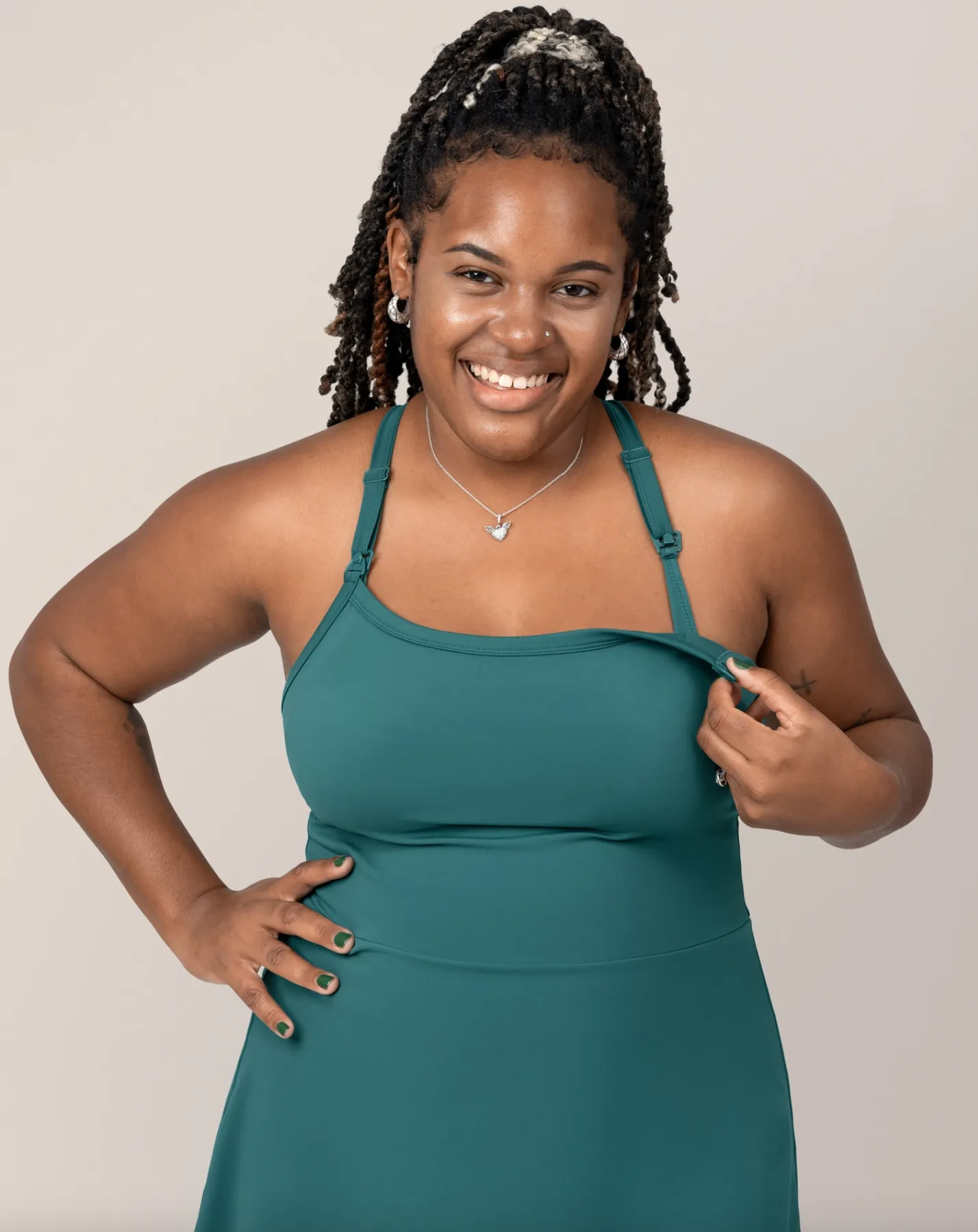 Teal Stevie Active Racerback Nursing Dress