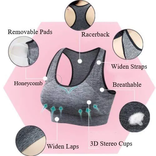 Tianken Women Racerback Sport Bras High Impact Seamless Yoga Gym Fitness Running Workout Activewear Bra, 2pack-blue-purple, Small