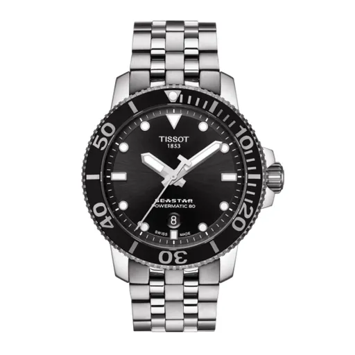 Tissot Seastar 1000 Powermatic 80 Mens Stainless Steel Black Dial  Watch