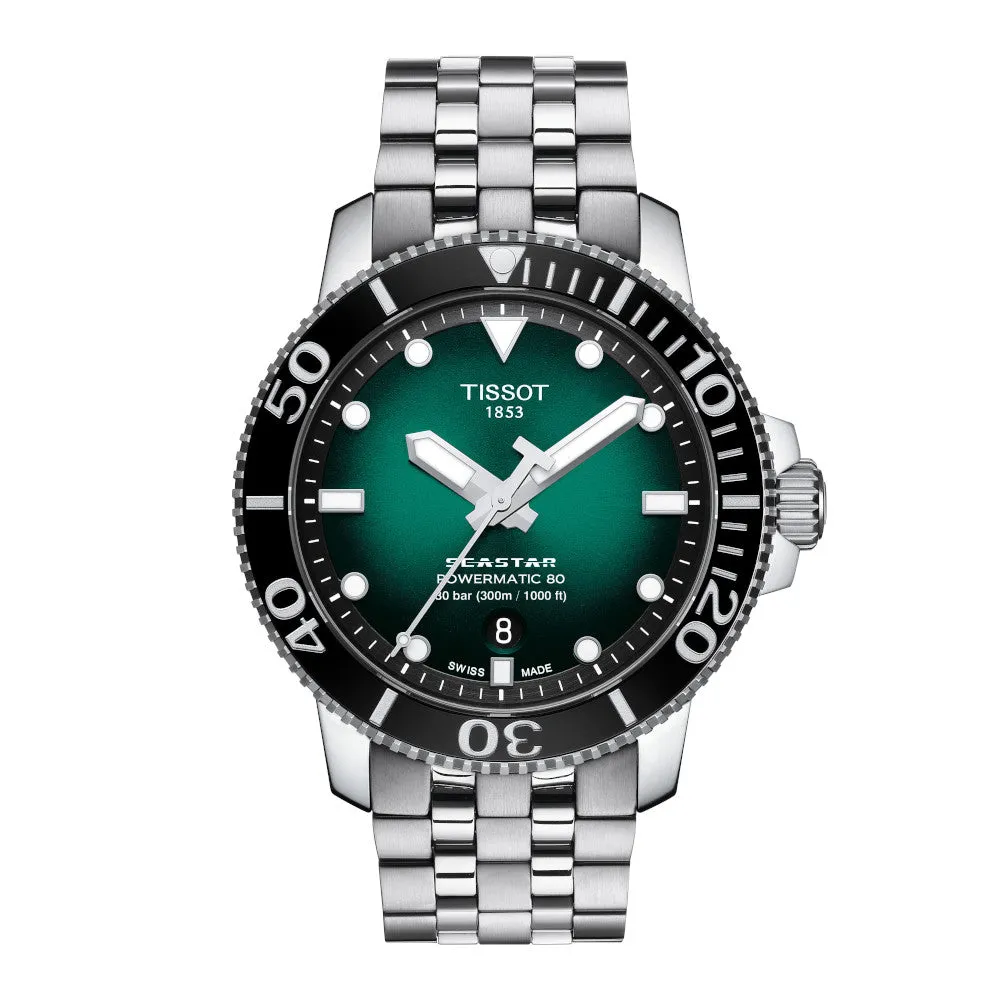 Tissot Seastar 1000 Powermatic 80 Mens Stainless Steel Green Dial Watch