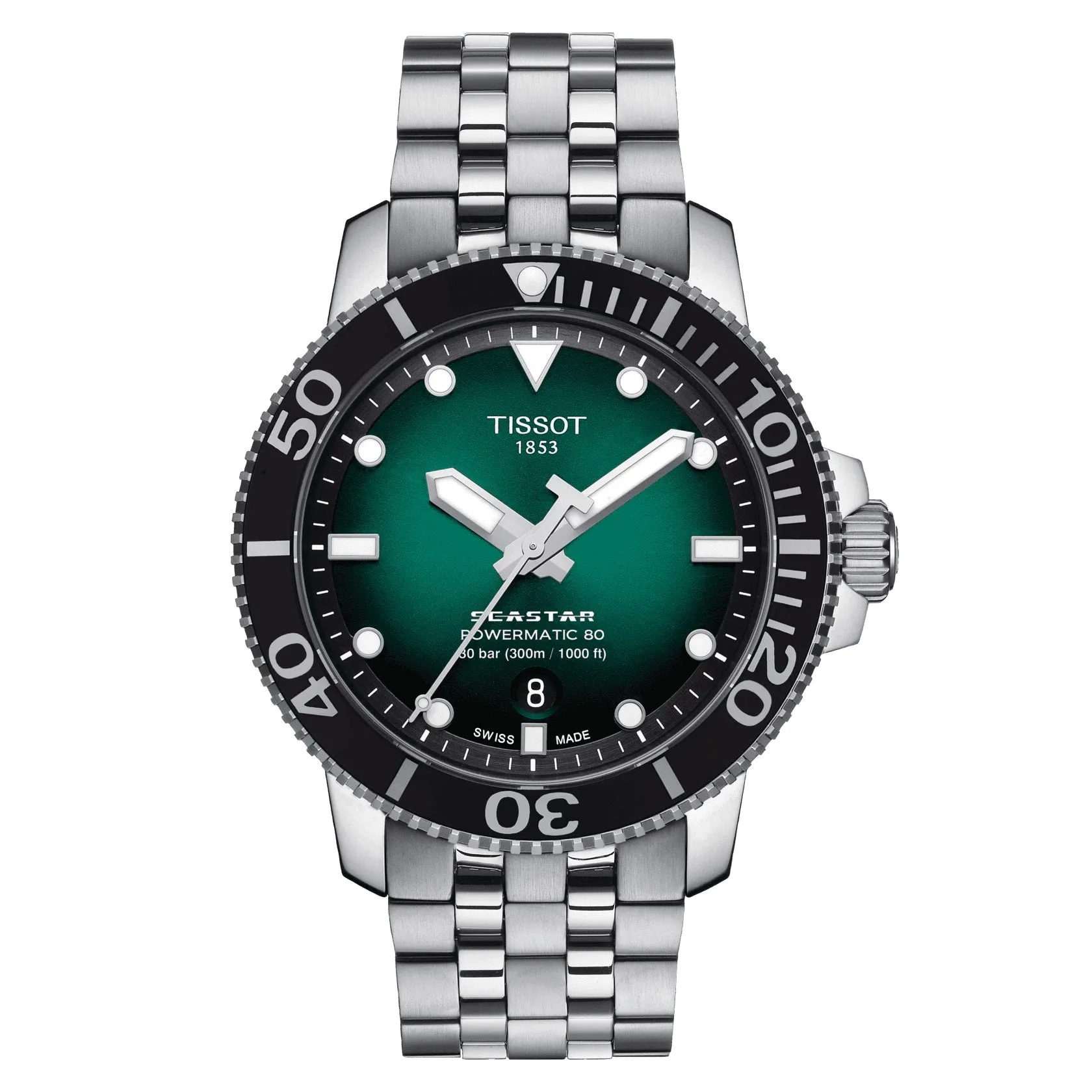 Tissot Seastar 1000 Powermatic 80 Mens Stainless Steel Green Dial Watch
