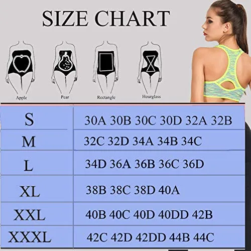 TOBWIZU Women Racerback Sports Bras -Removable Padded Seamless Med Support for Yoga Gym Workout Fitness Activewear Bra