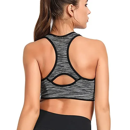 TOBWIZU Women Racerback Sports Bras -Removable Padded Seamless Med Support for Yoga Gym Workout Fitness Activewear Bra