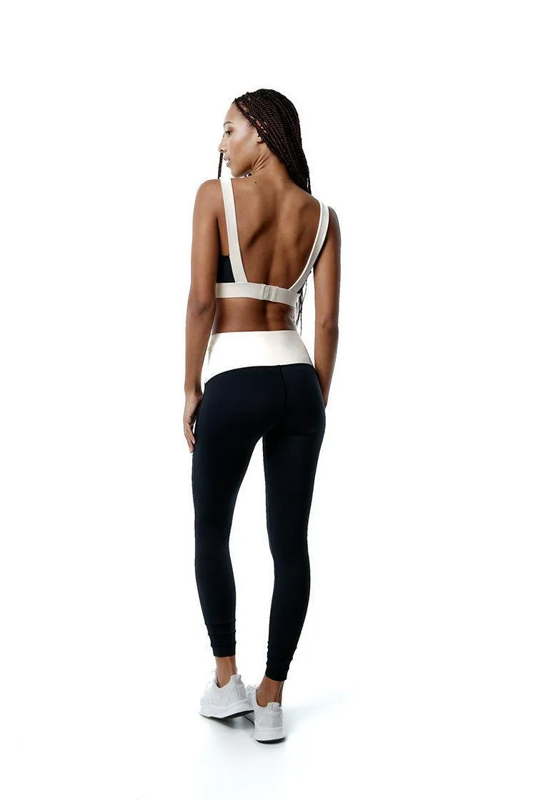 Top deportivo sujeción media Fusion - Black & Cream