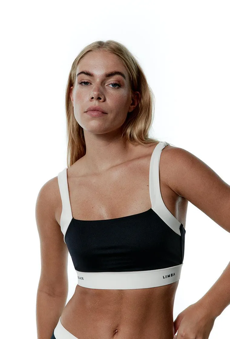 Top deportivo sujeción media Fusion - Black & Cream