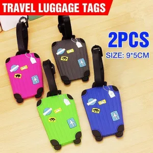 Travel Luggage Tags Set Of 2 Name Tag Address Id Labels For Suitcase Bag Baggage