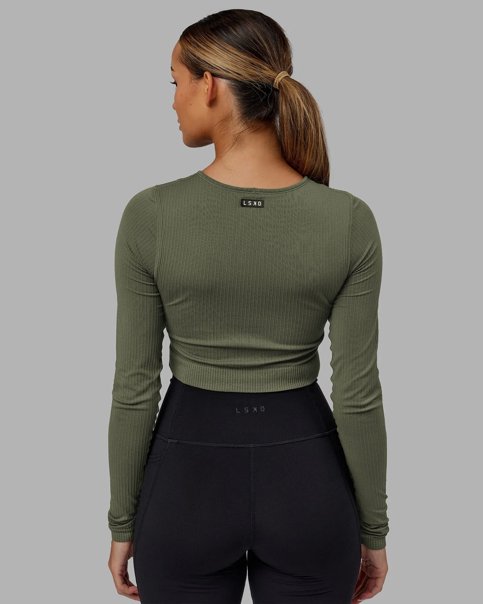 Ultra Soft Seamless Long Sleeve Top - Olive Fade