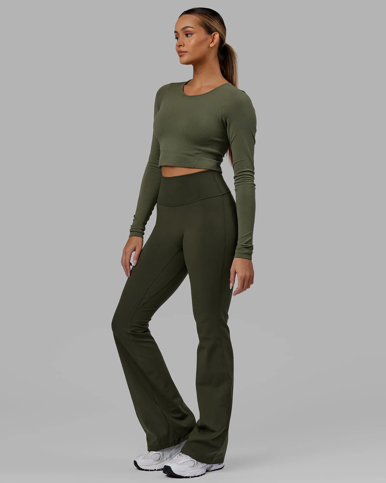 Ultra Soft Seamless Long Sleeve Top - Olive Fade