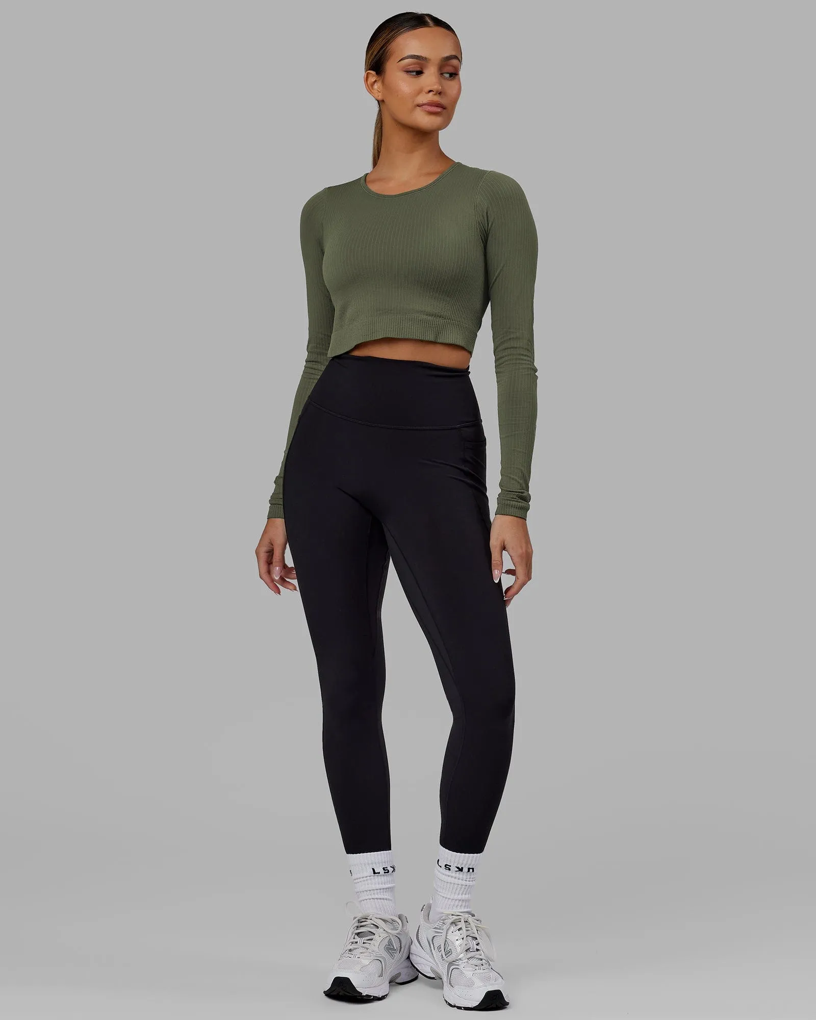 Ultra Soft Seamless Long Sleeve Top - Olive Fade