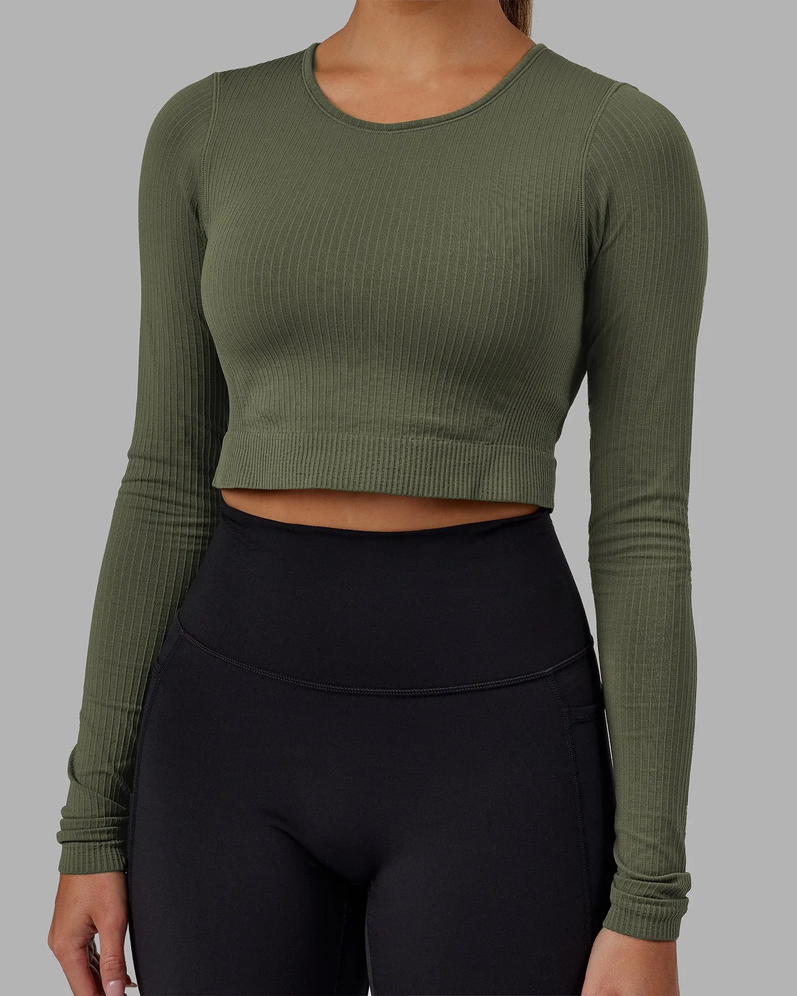 Ultra Soft Seamless Long Sleeve Top - Olive Fade