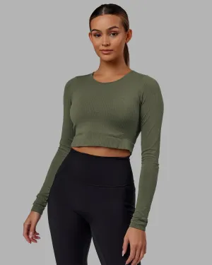 Ultra Soft Seamless Long Sleeve Top - Olive Fade