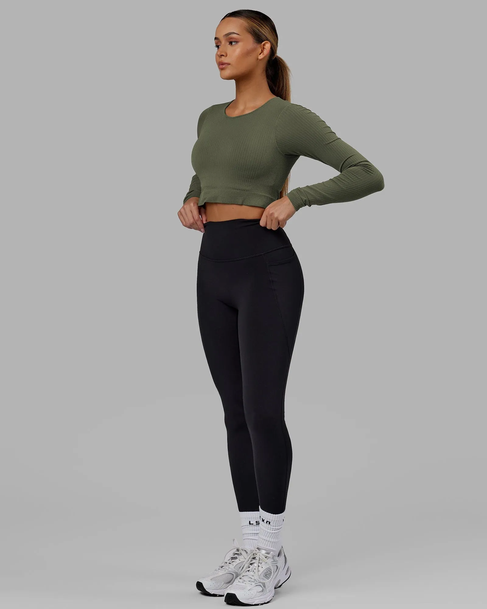 Ultra Soft Seamless Long Sleeve Top - Olive Fade
