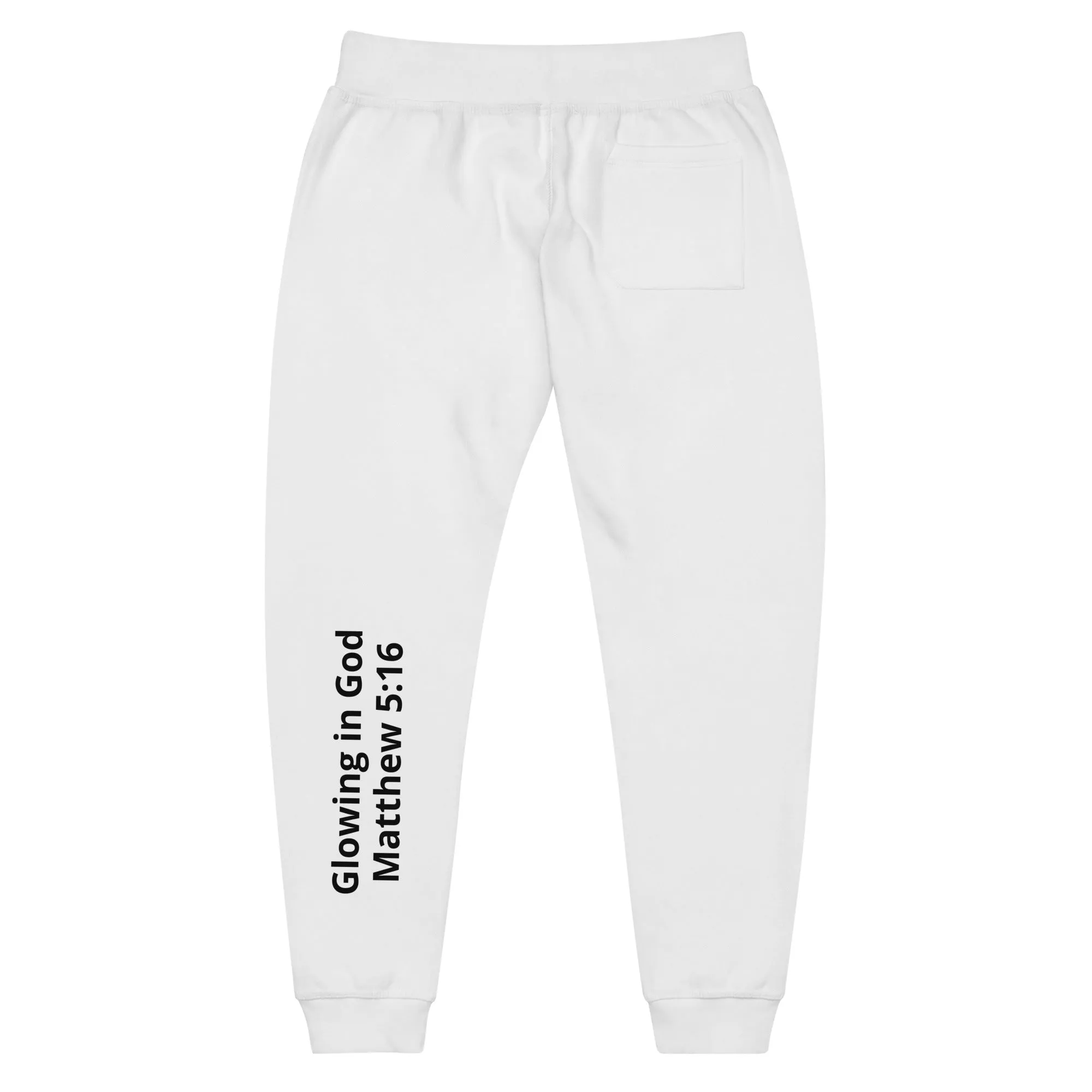 Unisex fleece sweatpants -Glowing in God Matthew 5:16