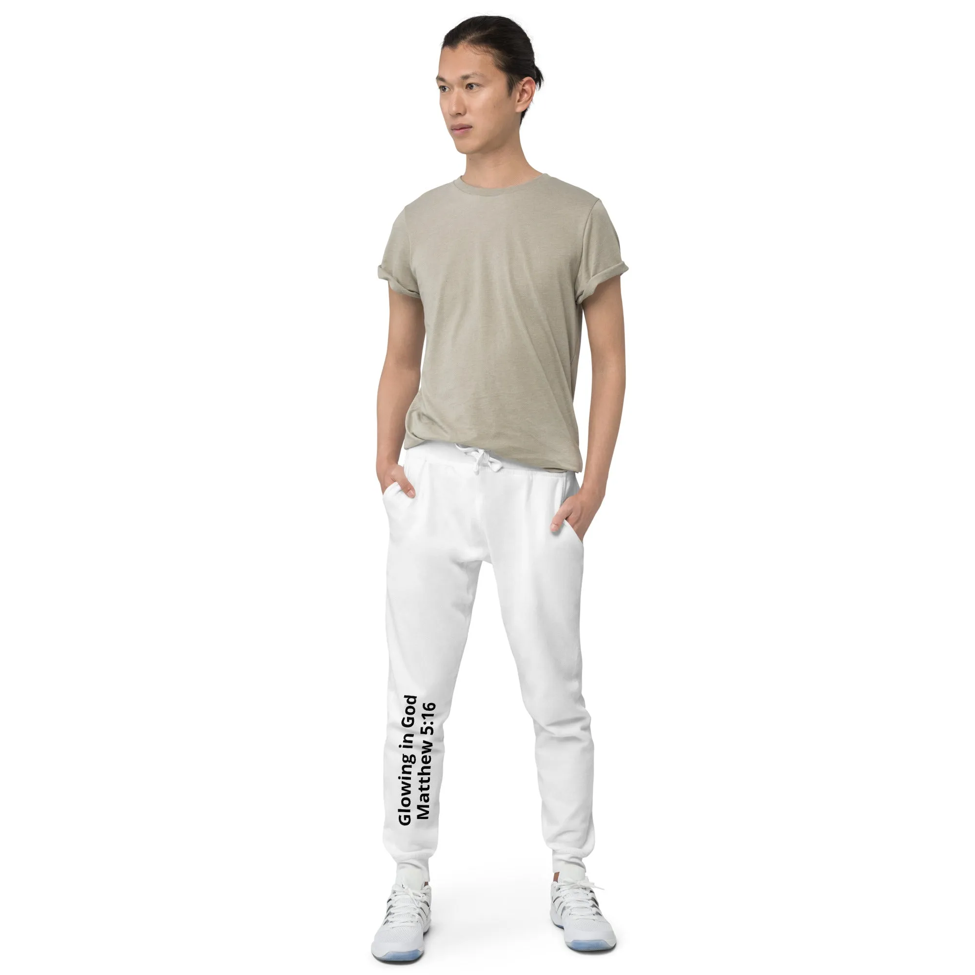 Unisex fleece sweatpants -Glowing in God Matthew 5:16