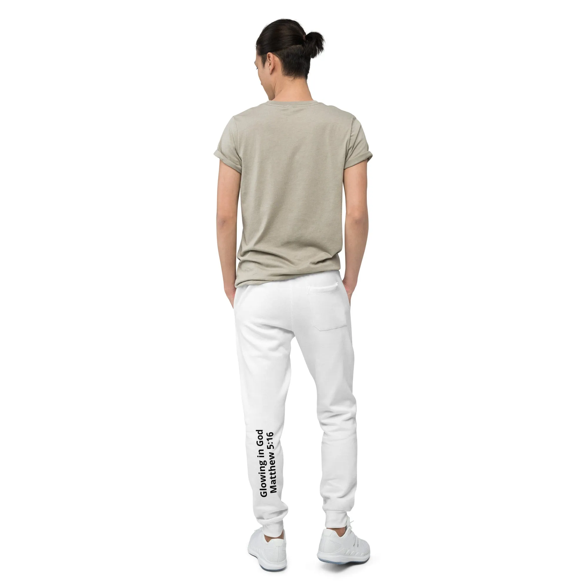 Unisex fleece sweatpants -Glowing in God Matthew 5:16