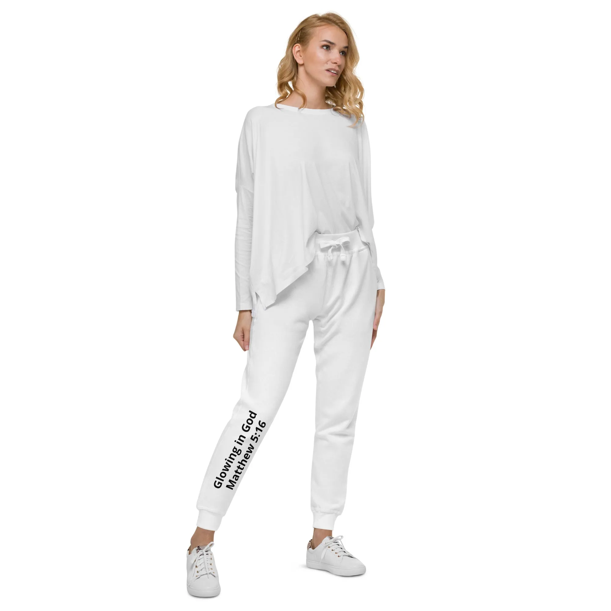 Unisex fleece sweatpants -Glowing in God Matthew 5:16