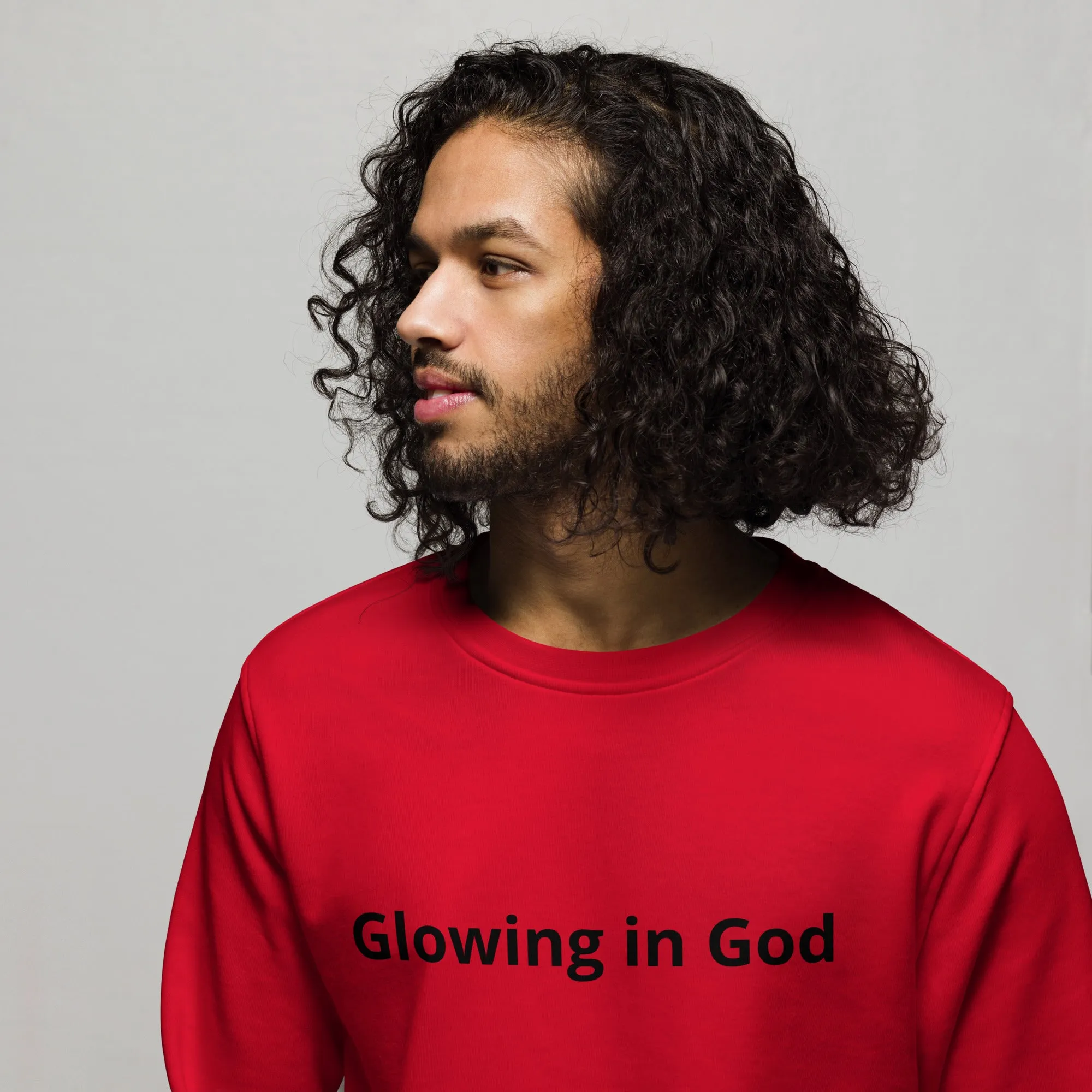 Unisex organic sweatshirt -Glowing in God