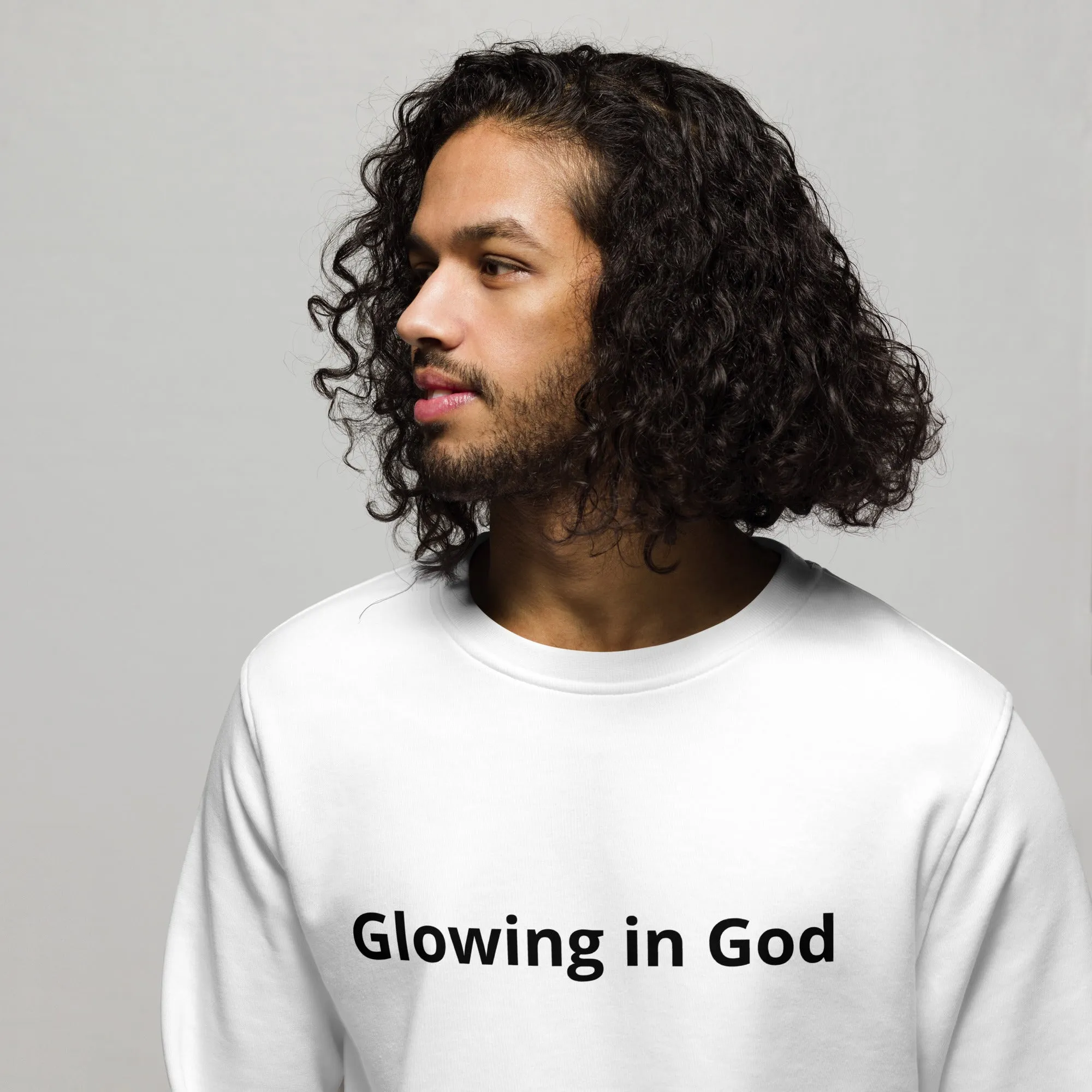 Unisex organic sweatshirt -Glowing in God