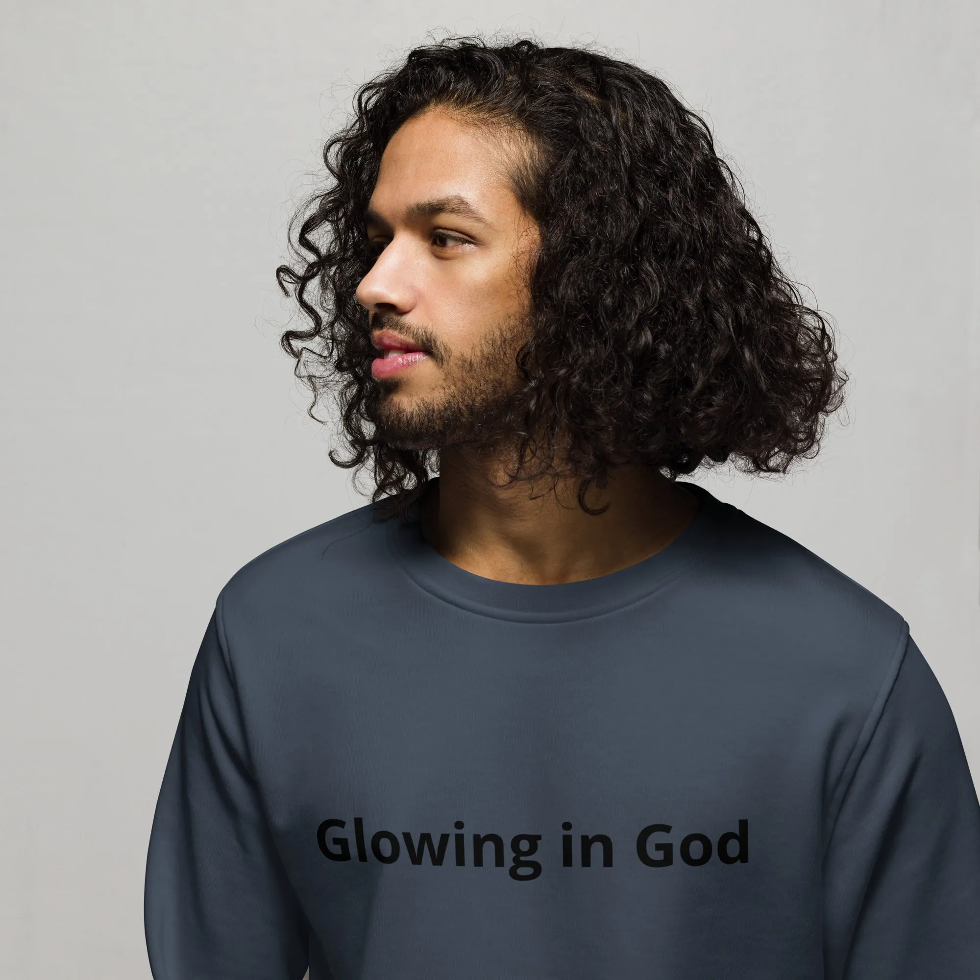 Unisex organic sweatshirt -Glowing in God