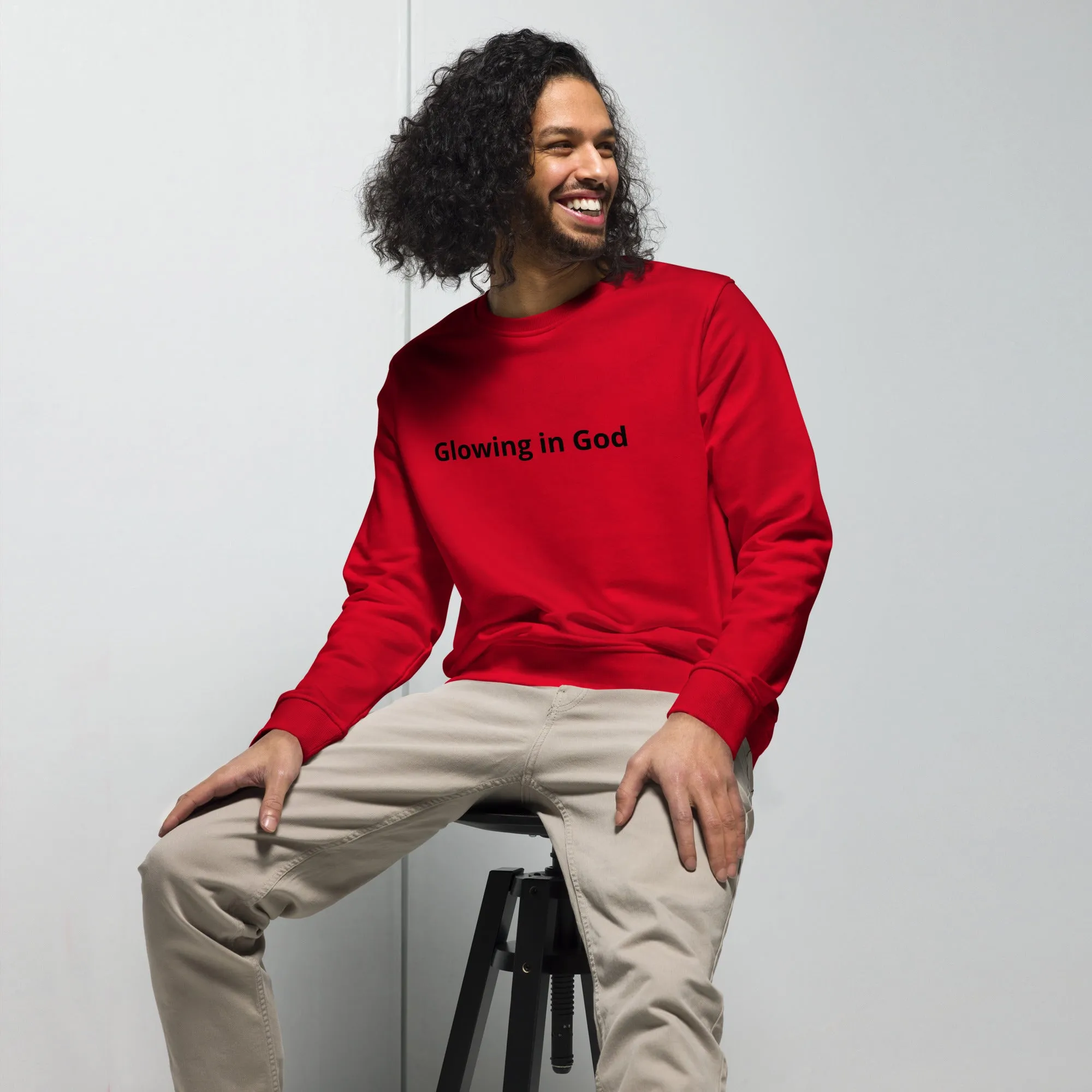 Unisex organic sweatshirt -Glowing in God