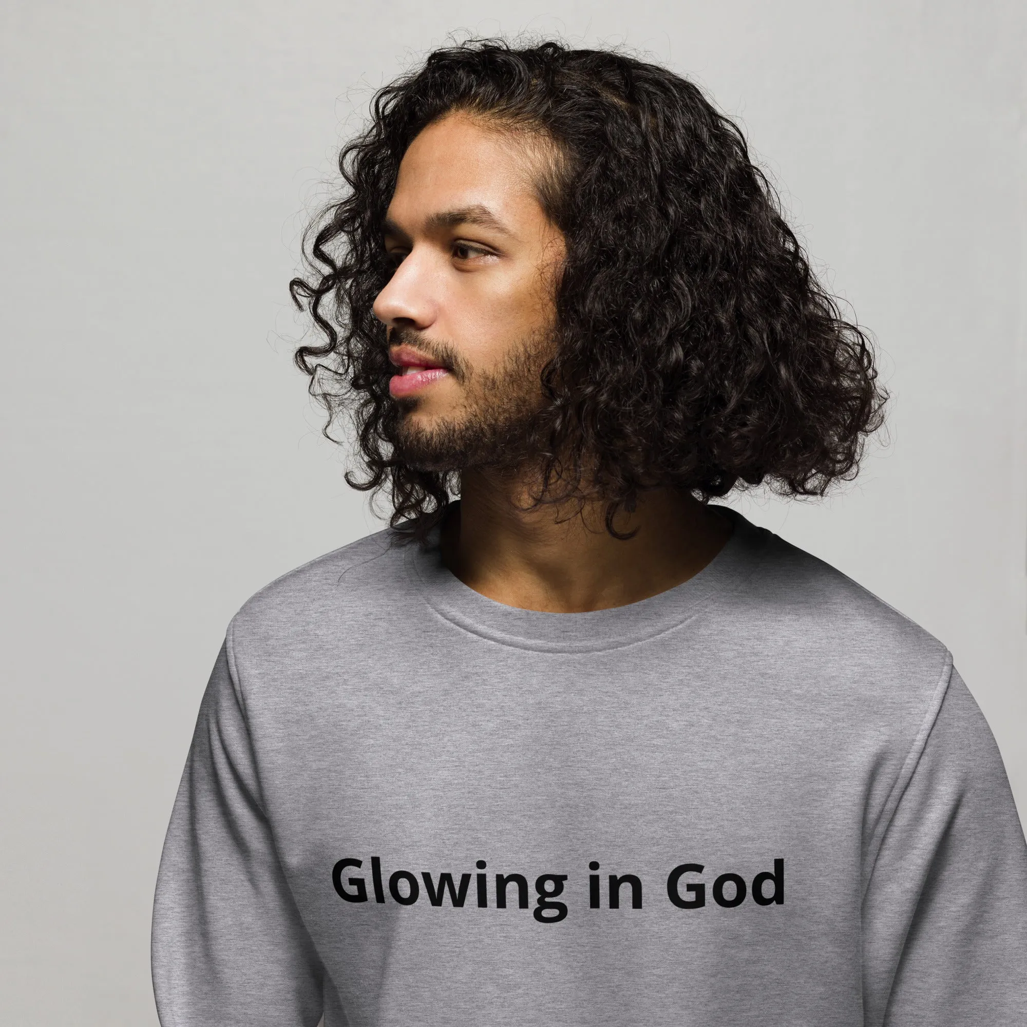 Unisex organic sweatshirt -Glowing in God