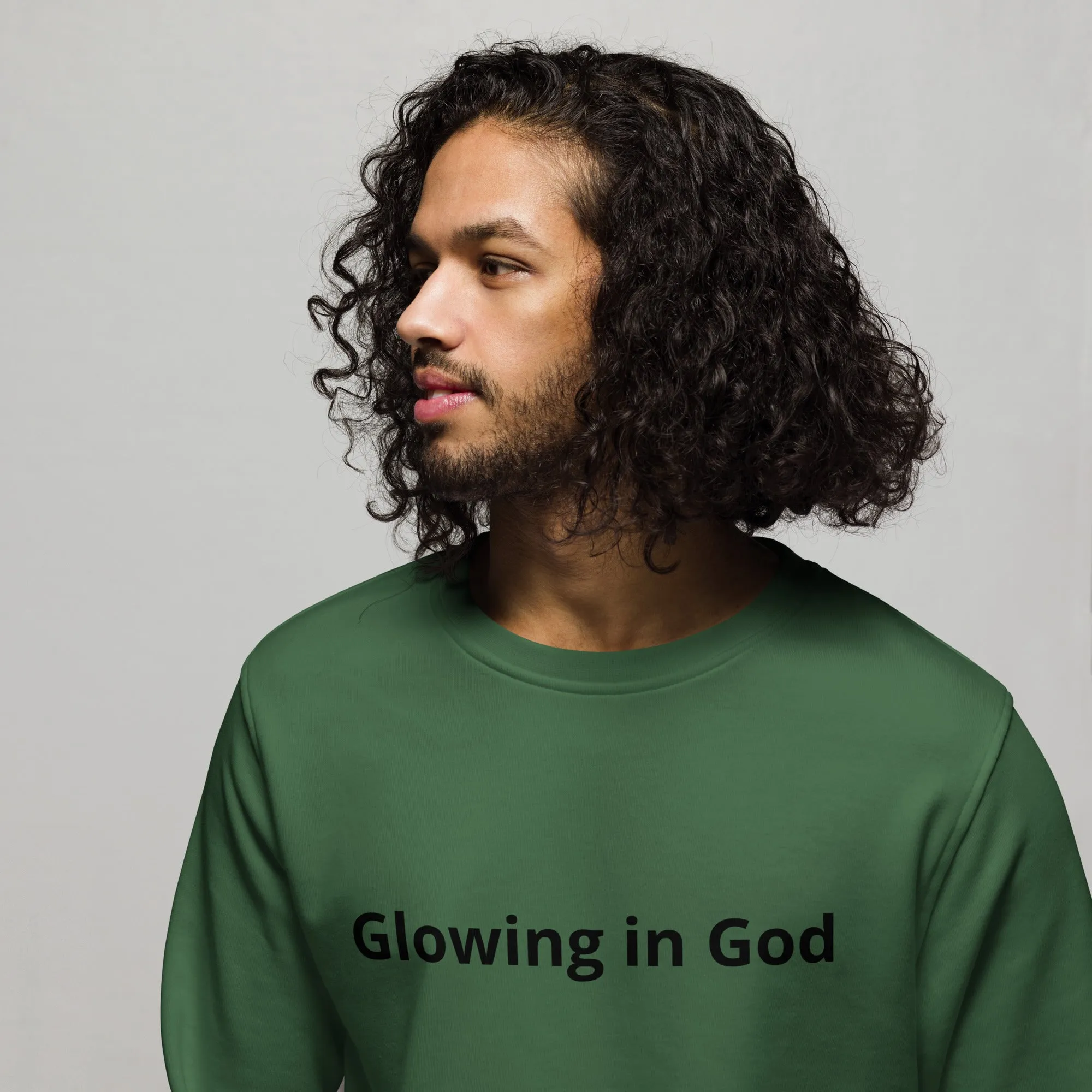Unisex organic sweatshirt -Glowing in God