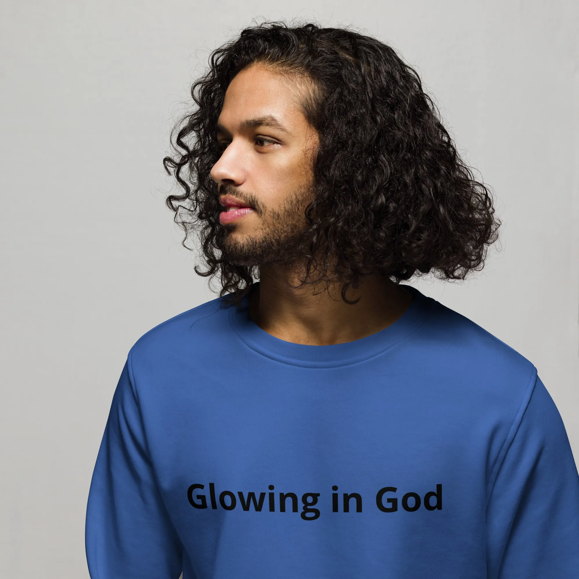 Unisex organic sweatshirt -Glowing in God