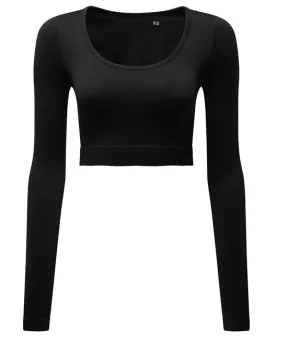 Validate Women’s TriDri® ribbed seamless '3D Fit' crop top Black