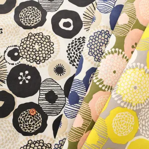 Water repellent Nylon Taffeta Fabric - Ink Blue Flowers